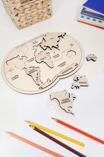 Puzzle de carte du monde, puzzle de carte du monde en bois de jouets éducatifs 5