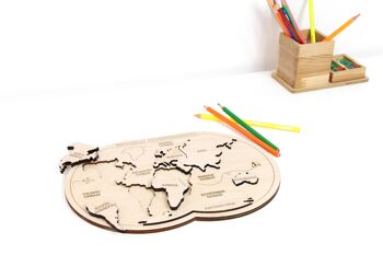 Puzzle de carte du monde, puzzle de carte du monde en bois de jouets éducatifs 7