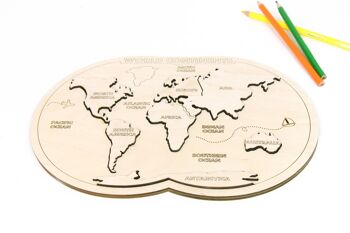Puzzle de carte du monde, puzzle de carte du monde en bois de jouets éducatifs 10