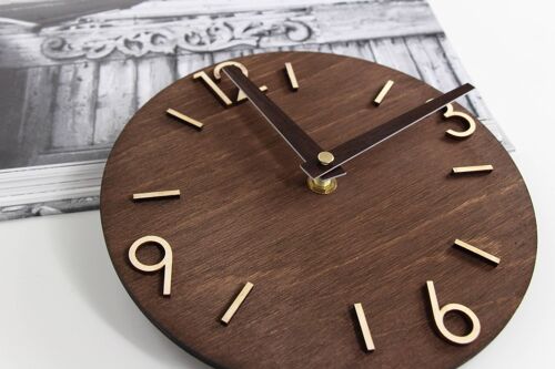 Wall clock, Round wooden wall clock