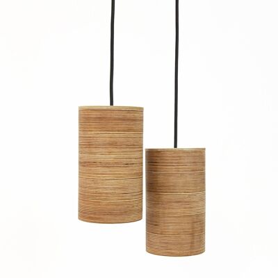 Holzlampe, Set mit 2 Hängeleuchten