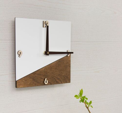 Wooden clock, Wood and acrylic glass wall clock