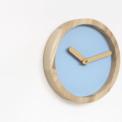 Horloge en bois, horloge murale en bois bleu bébé