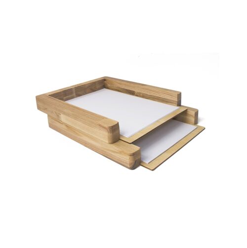 Paper tray, Set of 2 wooden paper trays