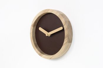 Horloge en bois, horloge murale en bois simili cuir marron 3
