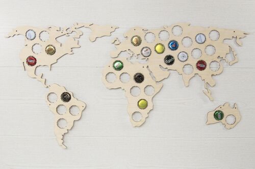 Beer cap collector, Wall world map beer cap collector