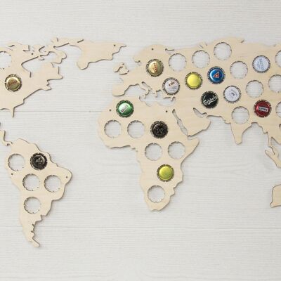 Collezionista di tappi di birra, Collezionista di tappi di birra con mappa del mondo a parete