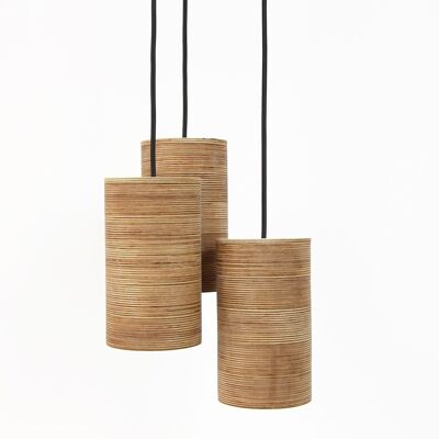 Lámparas de madera, Juego de 3 lámparas colgantes de madera