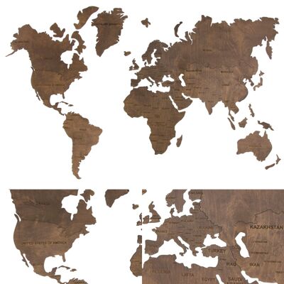 Weltkarte aus Holz, Weltkarte aus Holz