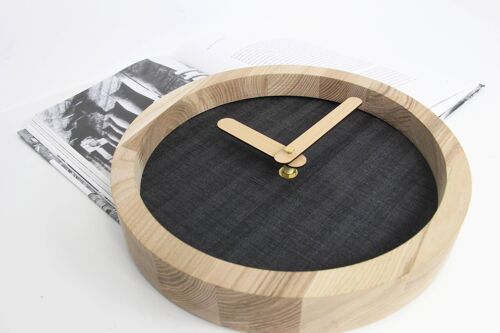 Wooden wall clock, Dark grey canvas wood wall clock