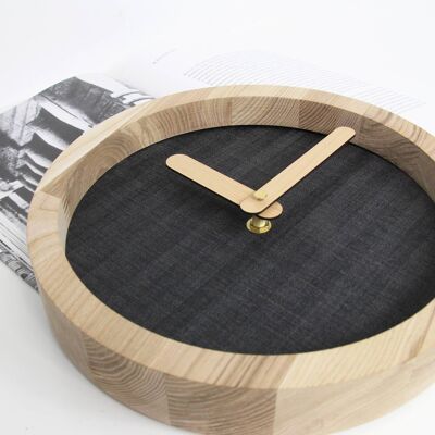 Reloj de pared de madera, Reloj de pared de madera de lona gris oscuro