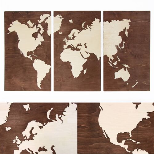 Wooden World Map, Wood wall world map
