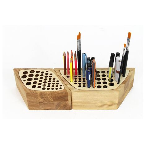 Wooden desk organizer, Wooden pencil organizer box