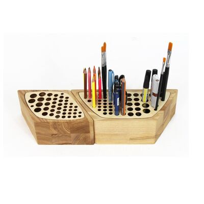 Organisateur de bureau en bois, boîte à crayons en bois