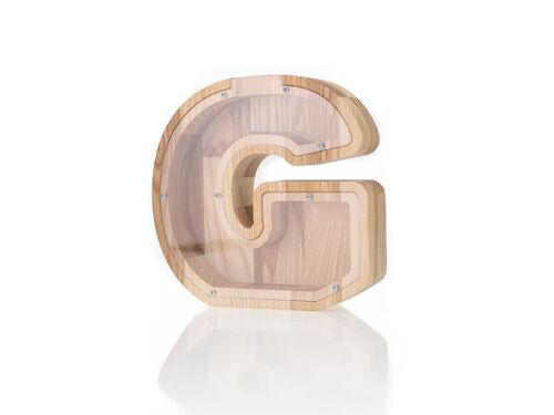 G letter money box, Wooden money box, Baby piggy bank, Money bank, Coin box for boys and girls, Birthday gift for son, Gift for daughter