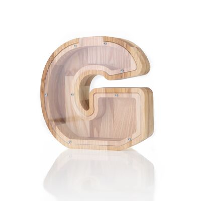 Tirelire lettre G, tirelire en bois, tirelire bébé, tirelire, boîte à monnaie pour garçons et filles, cadeau d'anniversaire pour fils, cadeau pour fille
