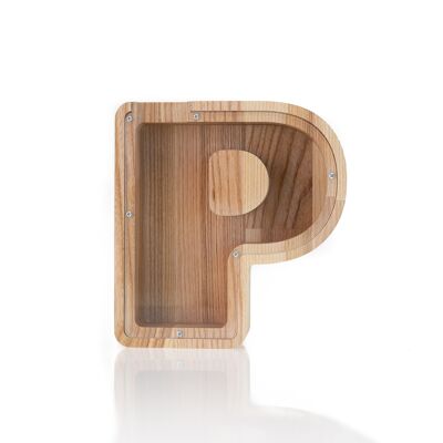 P letter money box, Wooden money box, Baby piggy bank, Money bank, Coin box for boys and girls, Birthday gift for son, Gift for daughter