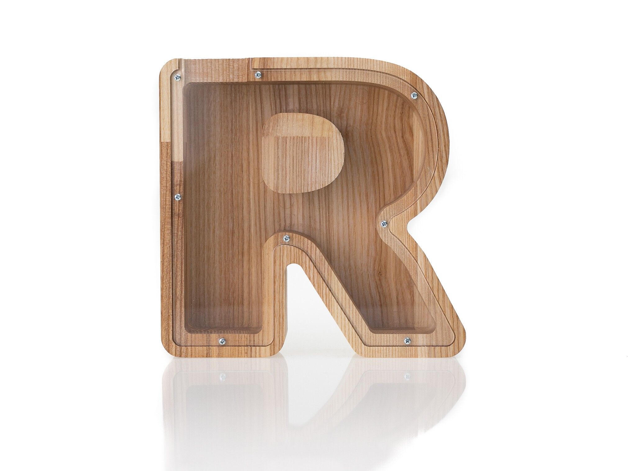 Tirelire lettre R, tirelire en bois, tirelire bébé, tirelire, boîte à monnaie pour garçons et filles, cadeau d'anniversaire pour fils, cadeau pour fille