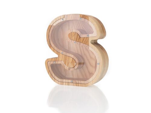 S letter money box, Wooden money box, Baby piggy bank, Money bank, Coin box for boys and girls, Birthday gift for son, Gift for daughter