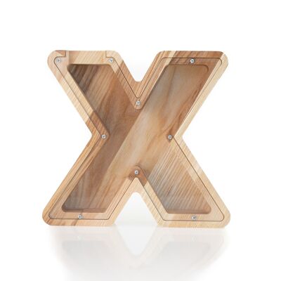 Tirelire lettre X, tirelire en bois, tirelire bébé, tirelire, boîte à monnaie pour garçons et filles, cadeau d'anniversaire pour fils, cadeau pour fille