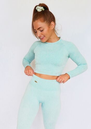 Haut à manches longues sans couture Snug - Aqua 1