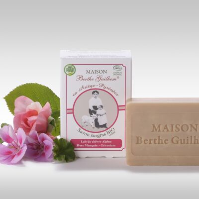 Certified organic alpine goat's milk / rosehip / geranium soap
