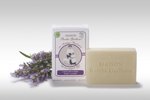 Savon certifié bio lait de chèvre alpine / beurre de karité / lavande