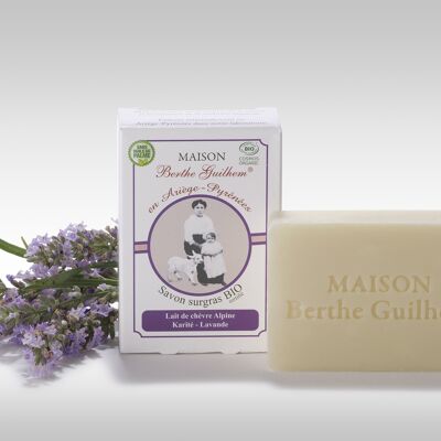 Jabón certificado orgánico leche de cabra alpina / manteca de karité / lavanda