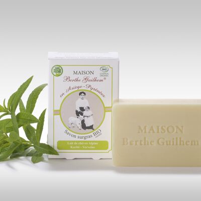 Jabón certificado orgánico leche de cabra alpina / manteca de karité / verbena