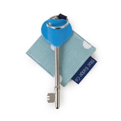 Genuine RADAR Disabled Toilet Key and Fabric Keyring in Spotty Aquamarine