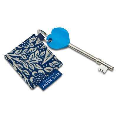 Genuine RADAR Disabled Toilet Key and Fabric Keyring in William Morris Marigold Indigo