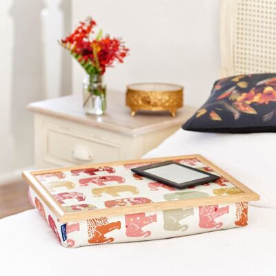 Bean Bag Cushioned Wooden Frame Lap Tray in Nelly Elephant