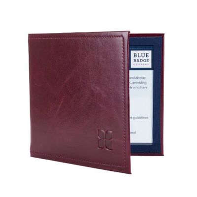 Disabled Blue Badge Parking Permit Wallet in Burgundy Leather