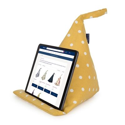 Bean Bag Cushion Tablet Stand in Spotty Canary Yellow
