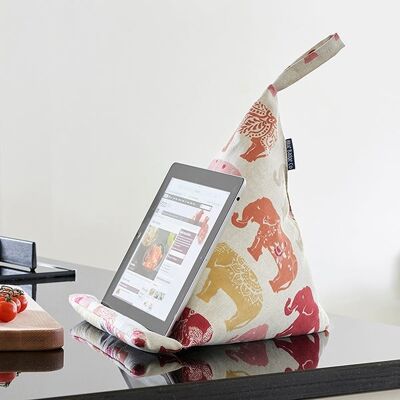 Bean Bag Cushion Tablet Stand in Nelly Elephant