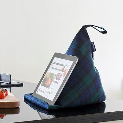 Bean Bag Cushion Tablet Stand in Blackwatch Tartan
