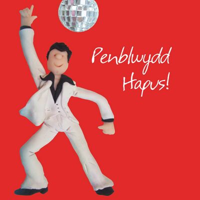 Penblwydd hapus - Disco Geburtstagskarte in walisischer Sprache