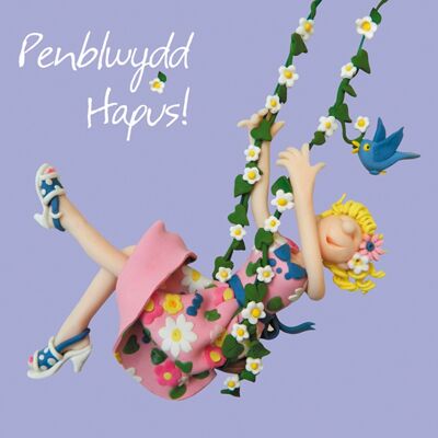Penblwydd hapus - tarjeta de cumpleaños en idioma galés swing