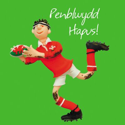 Penblwydd hapus - tarjeta de cumpleaños en idioma galés de rugby