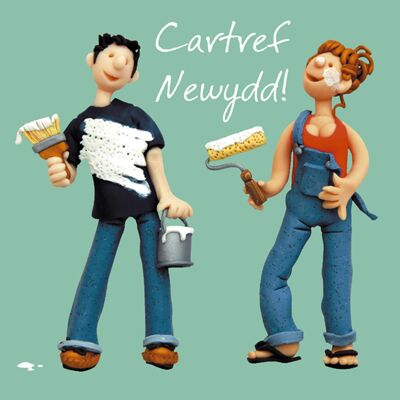 Cartref newydd - Verzierung einer neuen Heimatkarte in walisischer Sprache
