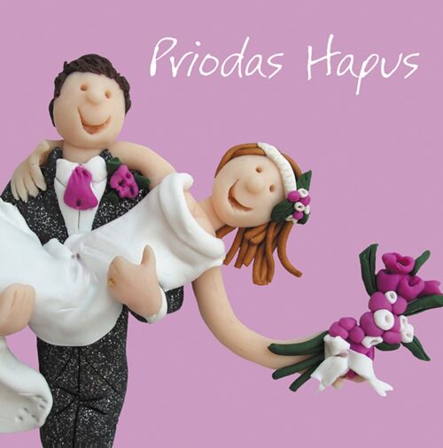 Priodas hapus - wedding couple Welsh language wedding card