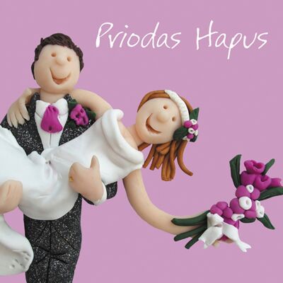 Priodas hapus - wedding couple Welsh language wedding card