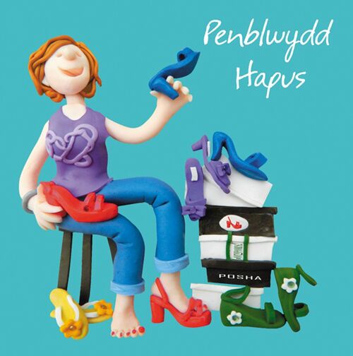 Penblwydd hapus - shoes Welsh language birthday card
