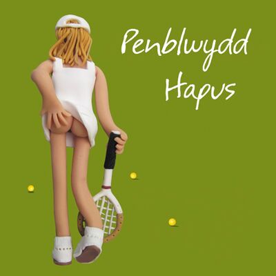 Penblwydd hapus - biglietto di compleanno in lingua gallese tennis