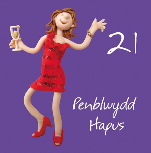 Penblwydd hapus - 21st female Welsh language birthday card