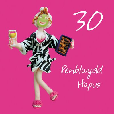 Penblwydd hapus - 30° biglietto d'auguri in lingua gallese femminile