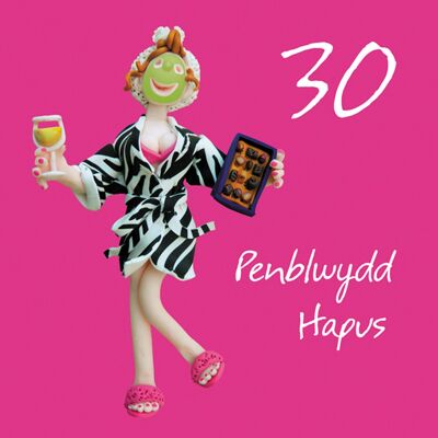 Penblwydd hapus - 30th female Welsh language birthday card