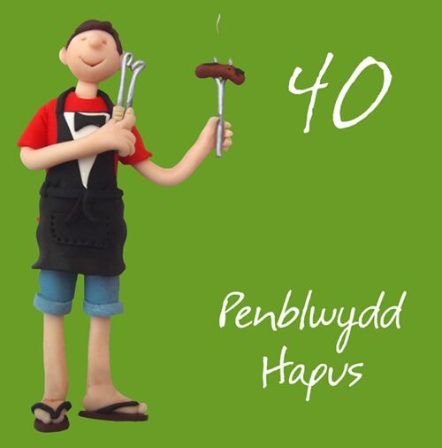 Penblwydd hapus - 40th male Welsh language birthday card