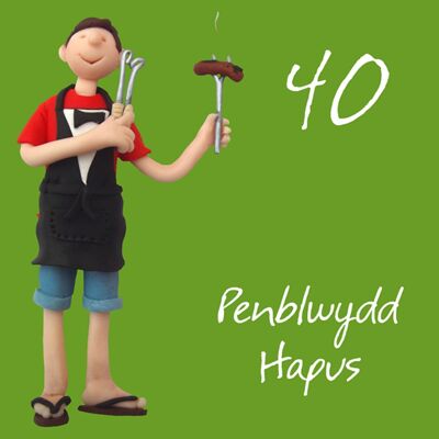 Penblwydd hapus - 40° biglietto d'auguri in lingua gallese maschile