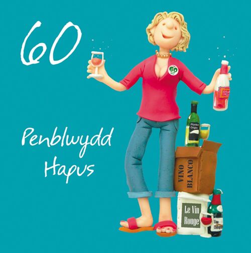 Penblwydd hapus - 60th female Welsh language birthday card